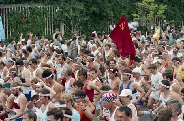 Moscow, USSR. Participants run the Moscow International Peace Marathon. Valery Bushukhin TASS  17531964