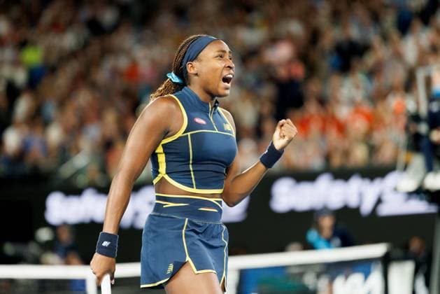 January 25, 2024: 4th seed COCO GAUFF of the USA in action against 2nd seed ARYNA SABALENKA of Belarus on Rod Laver Arena in a Women s Singles Semifinal match on day 12 of the 2024 Australian Open in Melbourne, Australia. Cal Media USA - ZUMAc04_ 20240125_faf_c04_017 Copyright: xSydneyxLowx