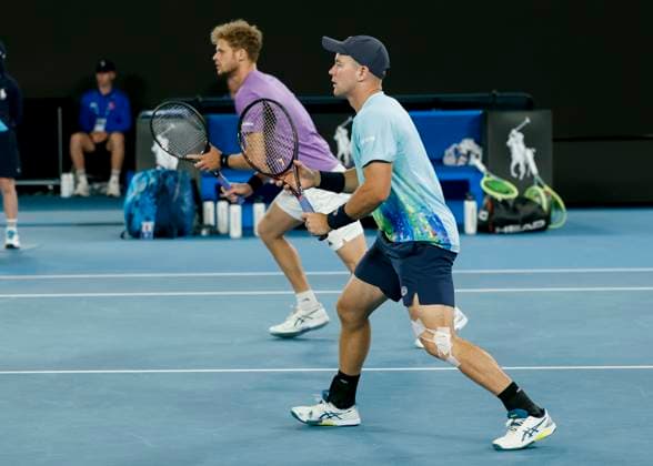 Yannick Hanfmann Dominik Koepfer, Herren Doppel, Australian Open 2023, Melbourne Park, Melbourne, Victoria, Australia. Copyright: xJuergenxHasenkopfx
