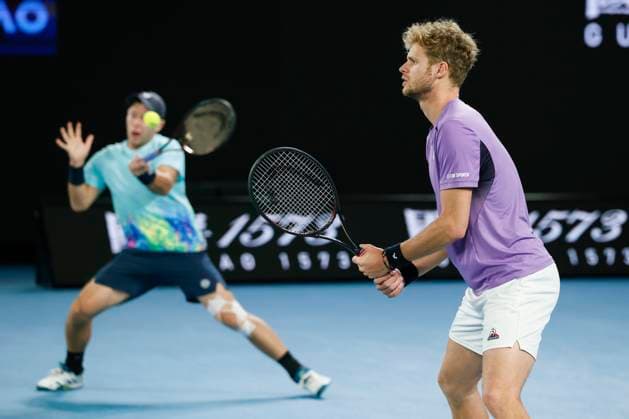 Yannick Hanfmann Dominik Koepfer, Herren Doppel, Australian Open 2023, Melbourne Park, Melbourne, Victoria, Australia. Copyright: xJuergenxHasenkopfx