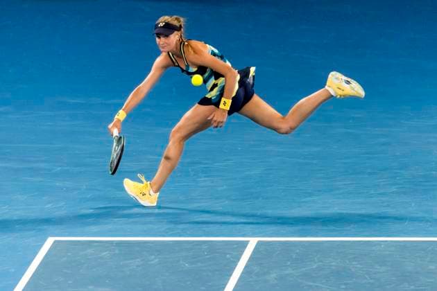MELBOURNE, VIC - JANUARY 25: Dayana Yastremska of Ukraine in action during the semifinals of the 2024 Australian Open on January 25 2024, at Melbourne Park in Melbourne, Australia. (Photo by Jason Heidrich Icon Sportswire) TENNIS: JAN 25 Australian Open EDITORIAL USE ONLY Icon240125226