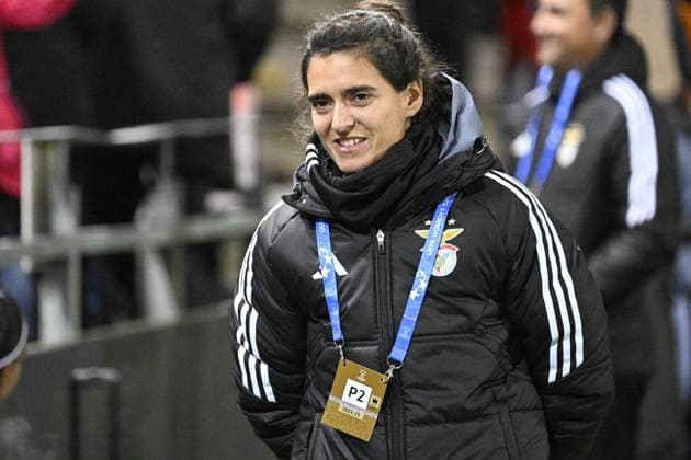 MALMÖ, SVERIGE 20240125 Benficas tränare Filipa Patao inför torsdagens Champions League gruppspelsmatch i fotboll mellan FC Rosengard och SL Benfica pa Malmö IP. MALMÖ SVERIGE x50090x