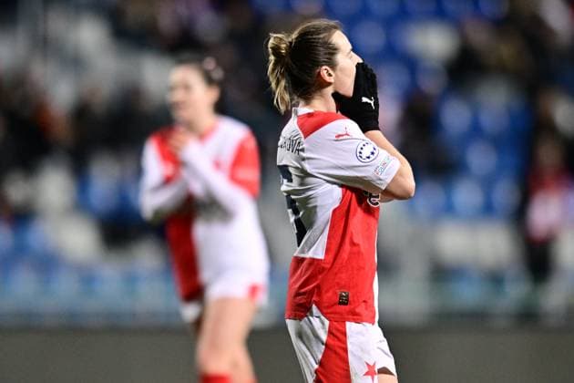 Tereza Szewieczkova of Slavia in action during the Brann vs Slavia Praha UEFA Women s Champions League Group stage match in Mlada Boleslav, Czch Republic, January 25, 2024. (CTKxPhoto RadekxPetrasek) CTKPhotoP2024012508583  CTKPhotoP2024012508583