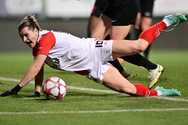 Tereza Szewieczkova of Slavia in action during the Brann vs Slavia Praha UEFA Women s Champions League Group stage match in Mlada Boleslav, Czch Republic, January 25, 2024. (CTKxPhoto RadekxPetrasek) CTKPhotoP2024012508267  CTKPhotoP2024012508267