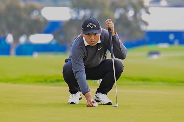 January 25, 2024: Kevin Yu on the 1st hole during the second round of the Farmers Insurance Open at Torrey Pines South in San Diego, California. CSM San Diego USA - ZUMAc04_ 20240125_zma_c04_016 Copyright: xJustinxFinex