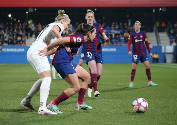 25.01.2024, xgrfx, Fussball Champions League Frauen, FC Barcelona, Barca - Eintracht Frankfurt emspor, v.l. Pia Sophie Wolter(Eintracht Frankfurt) (DFL DFB REGULATIONS PROHIBIT ANY USE OF PHOTOGRAPHS as IMAGE SEQUENCES and or QUASI-VIDEO) Barcelona