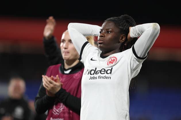 Barcelona, Spain, 25th January 2024: Nicole Anyomi (19 Eintracht Frankfurt) looks dejected after the match during the UEFA Women s Champions League match between Barcelona and Eintracht Frankfurt at the Estadi Johan Cruyff in Barcelona, Spain (Alexander Canillas SPP) Copyright: xAlexanderxCanillasx xSPPx spp-en-AlCaSp-0V1A1298