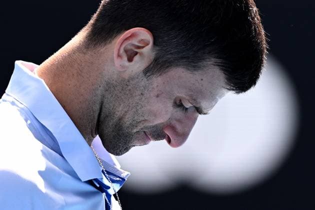 TENNIS AUSTRALIAN OPEN, Novak Djokovic of Serbia during his Men?s semifinal against Jannik Sinner of Italy on Day 13 of the 2024 Australian Open at Melbourne Park in Melbourne, , Friday, January 26, 2024. ( NO ARCHIVING, EDITORIAL USE ONLY, NO USE IN BOOKS WITHOUT CONSENT MELBOURNE VICTORIA AUSTRALIA  Copyright: xJOELxCARRETTx 20240126001893762674