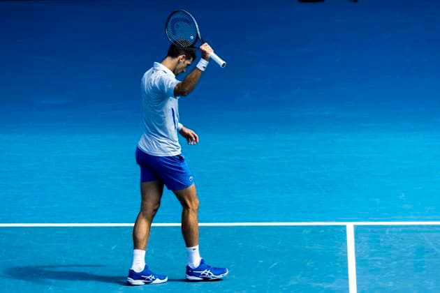 MELBOURNE, VIC - JANUARY 26: Novak Djokovic of Serbia in action during the semifinals of the 2024 Australian Open on January 26 2024, at Melbourne Park in Melbourne, Australia. (Photo by Jason Heidrich Icon Sportswire) TENNIS: JAN 26 Australian Open EDITORIAL USE ONLY Icon240126077