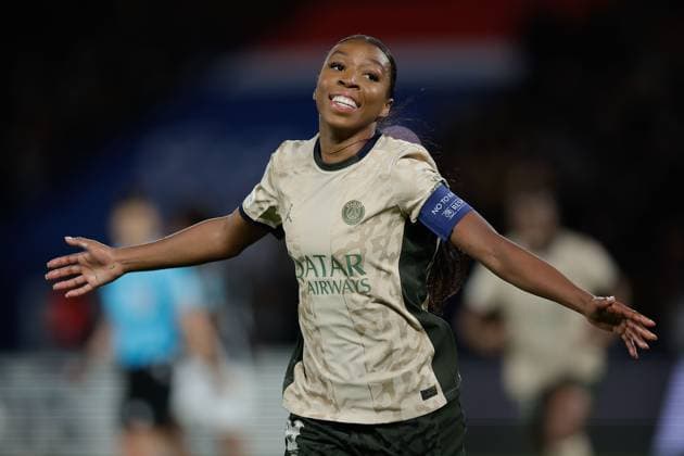 PARIS 24.01.2024, xabx UEFA Women s Champions League Paris Saint Germain - Ajax Amsterdam v.l., Grace Geyoro (Paris Saint-Germain) Torjubel, Goal celebration, celebrate the goal Copyright: HMBxMedia