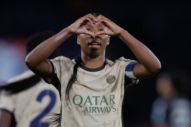 PARIS 24.01.2024, xabx UEFA Women s Champions League Paris Saint Germain - Ajax Amsterdam v.l., Grace Geyoro (Paris Saint-Germain) Torjubel, Goal celebration, celebrate the goal Copyright: HMBxMedia