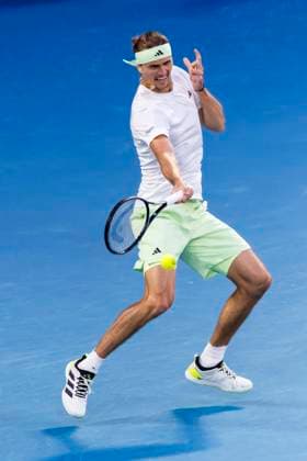 MELBOURNE, VIC - JANUARY 26: Alexander Zverev of Germany in action during the semifinals of the 2024 Australian Open on January 26 2024, at Melbourne Park in Melbourne, Australia. (Photo by Jason Heidrich Icon Sportswire) TENNIS: JAN 26 Australian Open EDITORIAL USE ONLY Icon240126172