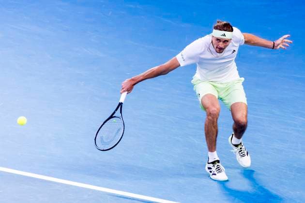 MELBOURNE, VIC - JANUARY 26: Alexander Zverev of Germany in action during the semifinals of the 2024 Australian Open on January 26 2024, at Melbourne Park in Melbourne, Australia. (Photo by Jason Heidrich Icon Sportswire) TENNIS: JAN 26 Australian Open EDITORIAL USE ONLY Icon240126167