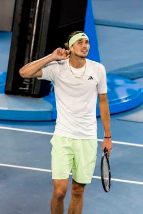 MELBOURNE, VIC - JANUARY 26: Alexander Zverev of Germany actions to the crowd to make some noise during the semifinals of the 2024 Australian Open on January 26 2024, at Melbourne Park in Melbourne, Australia. (Photo by Jason Heidrich Icon Sportswire) TENNIS: JAN 26 Australian Open EDITORIAL USE ONLY Icon240126184
