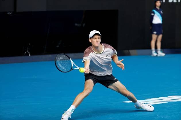 26th January 2024; Melbourne Park, Melbourne, Victoria, Australia; Australian Open Tennis Championship Day 13; Jannik Sinner of Italy in action against Novak Djokovic during the semifinals of the 2024 Australian Open on January 26 2024, at Melbourne Park in Melbourne, Australia.  ActionPlus12602260 NaFoto