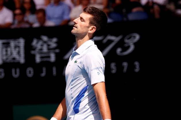 26th January 2024; Melbourne Park, Melbourne, Victoria, Australia; Australian Open Tennis Championship Day 13; Novak Djokovic of Serbia in action against Jannik Sinner of Italy during the semifinals of the 2024 Australian Open on January 26 2024, at Melbourne Park in Melbourne, Australia.  ActionPlus12602298 NaFoto