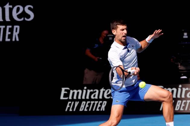 26th January 2024; Melbourne Park, Melbourne, Victoria, Australia; Australian Open Tennis Championship Day 13; Novak Djokovic of Serbia in action against Jannik Sinner of Italy during the semifinals of the 2024 Australian Open on January 26 2024, at Melbourne Park in Melbourne, Australia.  ActionPlus12602327 NaFoto