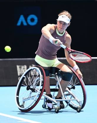 TENNIS AUSTRALIAN OPEN, Diede De Groot of Netherlands in action during the womens wheelchair singles final against Yui Kamiji of Japan on Day 14 of the 2024 Australian Open at Melbourne Park in Melbourne, Saturday, January 27, 2024. ( NO ARCHIVING, EDITORIAL USE ONLY, NO USE IN BOOKS WITHOUT CONSENT MELBOURNE VICTORIA AUSTRALIA  Copyright: xJOELxCARRETTx 20240127001894157059