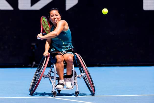 MELBOURNE, VIC - JANUARY 27: Yui Kamiji of Japan in action during the finals of the 2024 Australian Open on January 27 2024, at Melbourne Park in Melbourne, Australia. (Photo by Jason Heidrich Icon Sportswire) TENNIS: JAN 27 Australian Open EDITORIAL USE ONLY Icon240127063