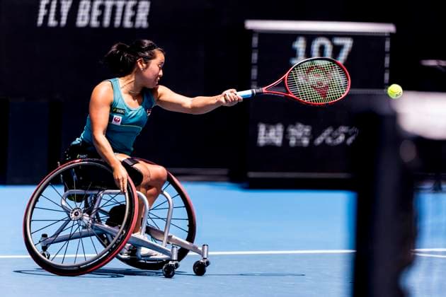 MELBOURNE, VIC - JANUARY 27: Yui Kamiji of Japan in action during the finals of the 2024 Australian Open on January 27 2024, at Melbourne Park in Melbourne, Australia. (Photo by Jason Heidrich Icon Sportswire) TENNIS: JAN 27 Australian Open EDITORIAL USE ONLY Icon240127070