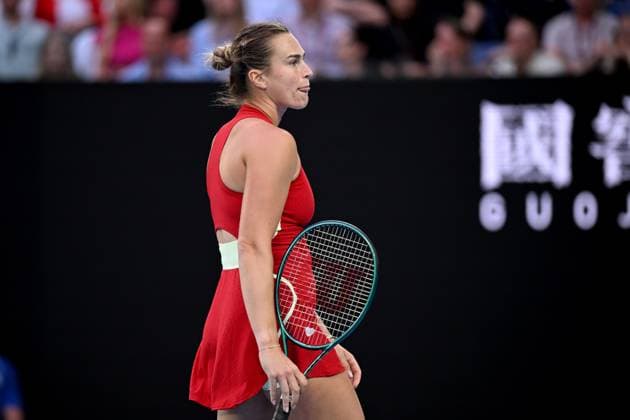 TENNIS AUSTRALIAN OPEN, Aryna Sabalenka of Belarus during her Women?s Singles Final against Qinwen Zheng of China on Rod Laver Arena on Day 14 of the 2024 Australian Open at Melbourne Park in Melbourne, Thursday, January 25, 2024. ( NO ARCHIVING, EDITORIAL USE ONLY, NO USE IN BOOKS WITHOUT CONSENT MELBOURNE VICTORIA AUSTRALIA  Copyright: xJOELxCARRETTx 20240127001894212252