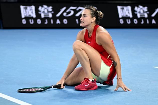 TENNIS AUSTRALIAN OPEN, Aryna Sabalenka of Belarus during her Women?s Singles Final against Qinwen Zheng of China on Rod Laver Arena on Day 14 of the 2024 Australian Open at Melbourne Park in Melbourne, Thursday, January 25, 2024. ( NO ARCHIVING, EDITORIAL USE ONLY, NO USE IN BOOKS WITHOUT CONSENT MELBOURNE VICTORIA AUSTRALIA  Copyright: xJOELxCARRETTx 20240127001894221127