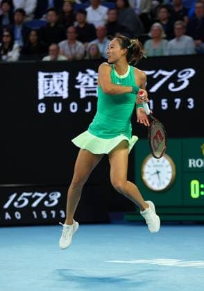 Qinwen Zheng of China in action Australian Open, Day Fourteen, Tennis, Melbourne Park, Melbourne, Australia - 27 Jan 2024  Copyright: xEllaxLing Shutterstockx 14312108af