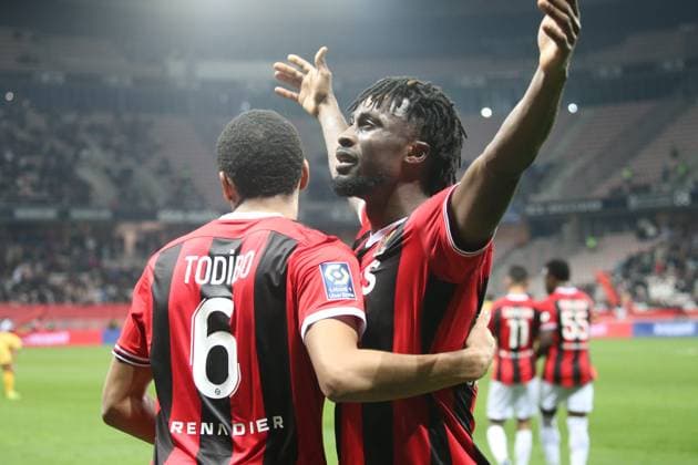 RECORD DATE NOT STATED OGCN METZ Serge Haouzi MAXPPP - Nice Nice le 26 Janvier 2024 au stade de l Allianz Riviera l OgcNice recoit Metz pour le compte de la dix neuvieme journee de Ligue 1 Uber Eats 2024. Le joueur nivßois Guessand manifeste sa joie apres son penalty lors du match OgcNice Metz Nice France  Copyright: xMAXPPPxSergexHaouzix SHZ202401277742 SHZ202401277742