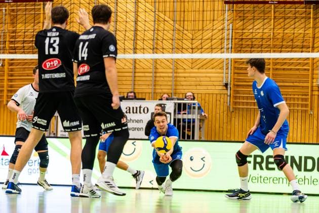 27.01.2024, GER, 2.BL Maenner Sued, Volleyball, Saison 2023 2024, Blue Volleys Gotha vs TV Rottenburg 1861 Len Spankowski (Blue Volleys Gotha) 99867 Gotha Ernestiner-Halle Thüringen Deutschland