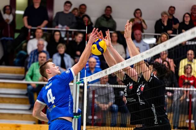 27.01.2024, GER, 2.BL Maenner Sued, Volleyball, Saison 2023 2024, Blue Volleys Gotha vs TV Rottenburg 1861 Werner, Robert (Blue Volleys Gotha) 99867 Gotha Ernestiner-Halle Thüringen Deutschland