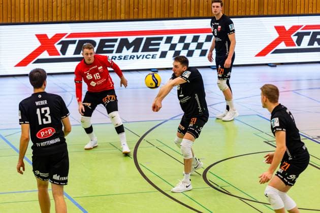 27.01.2024, GER, 2.BL Maenner Sued, Volleyball, Saison 2023 2024, Blue Volleys Gotha vs TV Rottenburg 1861 Leber, Robin (TV Rottenburg 1861) 99867 Gotha Ernestiner-Halle Thüringen Deutschland