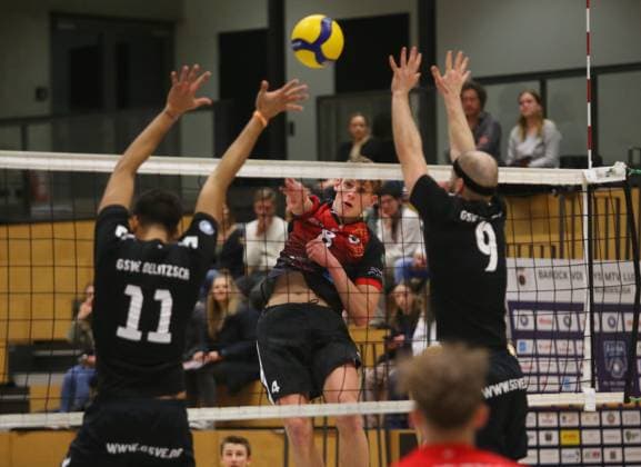 BAU 27.01.2024 Ludwigsburg Volleyball Barock Volleys MTV Ludwigsburg vs. GSVE Delitzsch, Felix Baumann (LB, Mitte)