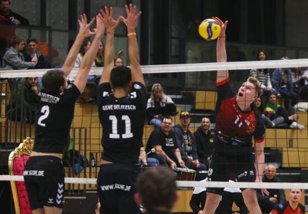 BAU 27.01.2024 Ludwigsburg Volleyball Barock Volleys MTV Ludwigsburg vs. GSVE Delitzsch, Raphael Noz (LB, rechts)