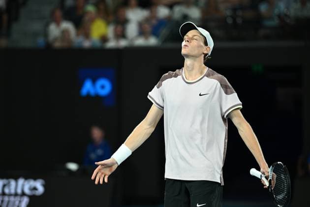 TENNIS AUSTRALIAN OPEN, Jannik Sinner of Italy reacts during the Men?s Singles final against Daniil Medvedev of Russia on Rod Laver Arena on Day 15 of the 2024 Australian Open at Melbourne Park in Melbourne, Sunday, January 28, 2024. ( NO ARCHIVING, EDITORIAL USE ONLY, NO USE IN BOOKS WITHOUT CONSENT MELBOURNE VICTORIA AUSTRALIA  Copyright: xJOELxCARRETTx 20240128001894728497