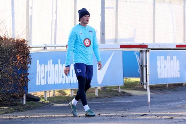 DEU, DFL, 2. FBL Hertha BSC, Training, 28.01.2024, Sportforum, Berlin, DEU, DFL, 2. FBL Hertha BSC, Training, im Bild Fabian Reese (Hertha BSC Berlin 11) DFL - regulations prohibit any use of Photographs as image sequences and or quasi-video Foto: Juergen Engler nordphoto GmbH