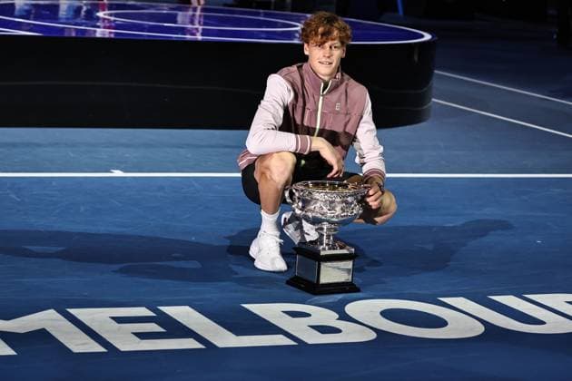Jannik Sinner, ITA, after final of 2024 Australian Open in Melbourne, 28 01 2023; -