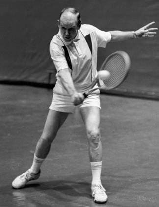 Moscow, USSR. Twenty-three times champion of the Estonian SSR, ten times champion of the USSR, tennis player Thomas Leius takes part in the All Stars commercial tennis tournament organised by Tais Soviet-American-Italian enterprise at the Central Lenin Stadium. Roman Denisov TASS  32412864
