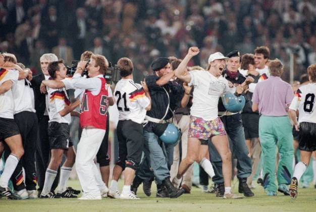 Rome, Italy. A fan runs onto the field after the final match of the 1990 FIFA World Cup, WM, Weltmeisterschaft, Fussball between the Federal Republic of Germany and Argentina at the Olympic Stadium - 1:0. Igor Utkin TASS  17005703