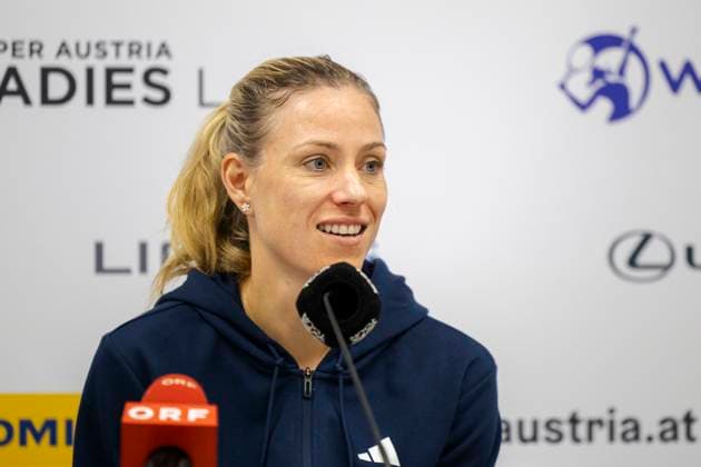 Sport Bilder des Tages TENNIS - WTA, Tennis Damen Upper Austria Ladies Linz LINZ,AUSTRIA,29.JAN.24 - TENNIS - WTA Tour, Upper Austria Ladies Linz, press conference, PK, Pressekonferenz Image shows Angelique Kerber (GER).  GEPAxpictures xGintarexKarpaviciute