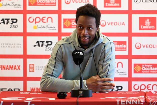 MONTPELLIER, FRANCE - JANUARY 29 : Gael MONFILS (FRA) at the press conference, PK, Pressekonferenz prior to the ATP, Tennis Herren 250 Open Sud de France tournament in Montpellier, France on January 29th, 2024. TENNIS : Open Sud de France ATP 250 - 29 01 2024 ValentinaClaret Panoramic 