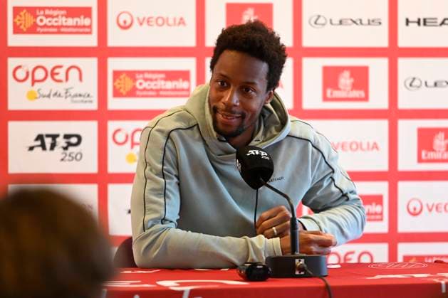 MONTPELLIER, FRANCE - JANUARY 29 : Gael MONFILS (FRA) at the press conference, PK, Pressekonferenz prior to the ATP, Tennis Herren 250 Open Sud de France tournament in Montpellier, France on January 29th, 2024. TENNIS : Open Sud de France ATP 250 - 29 01 2024 ValentinaClaret Panoramic 