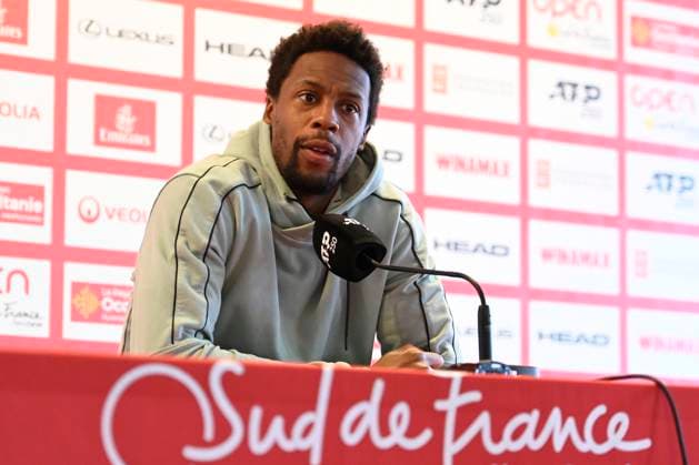 MONTPELLIER, FRANCE - JANUARY 29 : Gael MONFILS (FRA) at the press conference, PK, Pressekonferenz prior to the ATP, Tennis Herren 250 Open Sud de France tournament in Montpellier, France on January 29th, 2024. TENNIS : Open Sud de France ATP 250 - 29 01 2024 ValentinaClaret Panoramic 