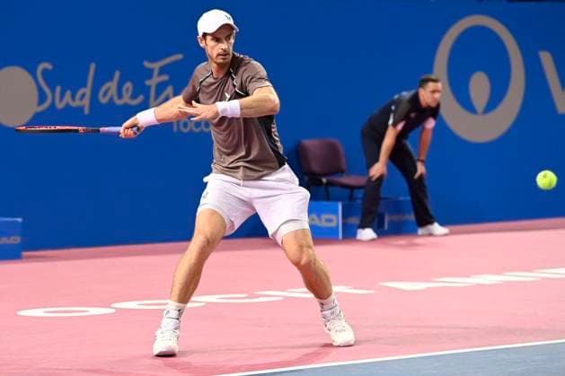 MONTPELLIER, FRANCE - JANUARY 29 : Andy MURRAY (GBR) during the 1st round of the ATP, Tennis Herren 250 Open Sud de France tournament against Benoit PAIRE (FRA) in Montpellier, France on January 29th, 2024 TENNIS : Open Sud de France ATP 250 - 29 01 2024 ValentinaClaret Panoramic 