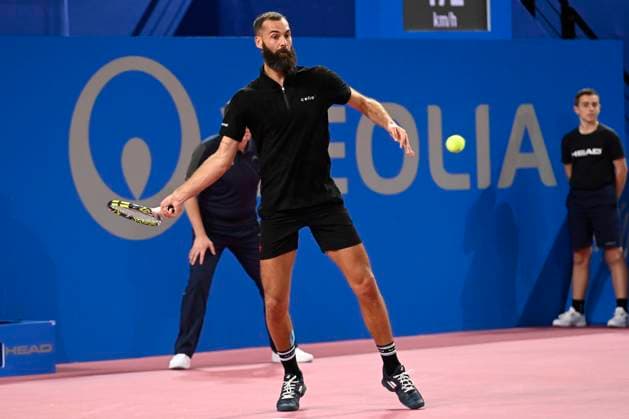 MONTPELLIER, FRANCE - JANUARY 29 : Benoit PAIRE (FRA) during the 1st round of the ATP, Tennis Herren 250 Open Sud de France tournament against Andy MURRAY (GBR) in Montpellier, France on January 29th, 2024. TENNIS : Open Sud de France ATP 250 - 29 01 2024 ValentinaClaret Panoramic 