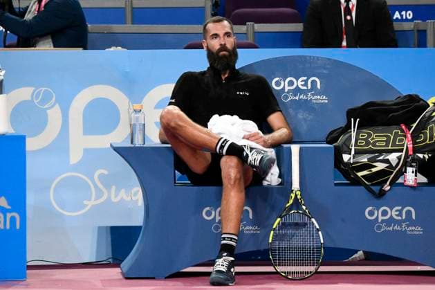 Sport Bilder des Tages MONTPELLIER, FRANCE - JANUARY 29 : Benoit PAIRE (FRA) during the 1st round of the ATP, Tennis Herren 250 Open Sud de France tournament against Andy MURRAY (GBR) in Montpellier, France on January 29th, 2024. TENNIS : Open Sud de France ATP 250 - 29 01 2024 ValentinaClaret Panoramic 