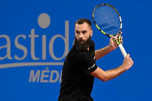 MONTPELLIER, FRANCE - JANUARY 29 : Benoit PAIRE (FRA) during the 1st round of the ATP, Tennis Herren 250 Open Sud de France tournament against Andy MURRAY (GBR) in Montpellier, France on January 29th, 2024. TENNIS : Open Sud de France ATP 250 - 29 01 2024 ValentinaClaret Panoramic 
