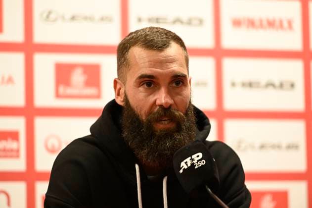 MONTPELLIER, FRANCE - JANUARY 29 : Benoit PAIRE (FRA) at the press conference, PK, Pressekonferenz prior to the ATP, Tennis Herren 250 Open Sud de France tournament in Montpellier, France on January 29th, 2024. TENNIS : Open Sud de France ATP 250 - 29 01 2024 ValentinaClaret Panoramic 