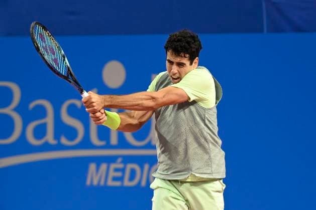 MONTPELLIER, FRANCE - JANUARY 29 : Jaume MUNAR (ESP) vs. Pedro MARTINEZ (ESP) during the 1st round of the ATP, Tennis Herren 250 Open Sud de France tournament against Benoit PAIRE (FRA) in Montpellier, France on January 29th, 2024 TENNIS : Open Sud de France ATP 250 - 29 01 2024 ValentinaClaret Panoramic 