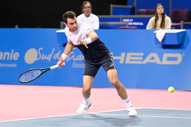 MONTPELLIER, FRANCE - JANUARY 29 : Jaume MUNAR (ESP) vs. Pedro MARTINEZ (ESP) during the 1st round of the ATP, Tennis Herren 250 Open Sud de France tournament against Benoit PAIRE (FRA) in Montpellier, France on January 29th, 2024 TENNIS : Open Sud de France ATP 250 - 29 01 2024 ValentinaClaret Panoramic 