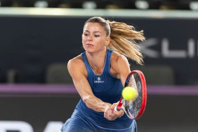 TENNIS - WTA, Tennis Damen Upper Austria Ladies Linz LINZ,AUSTRIA,30.JAN.24 - TENNIS - WTA Tour, Upper Austria Ladies Linz. Image shows Camila Giorgi (ITA).  GEPAxpictures xGintarexKarpaviciute